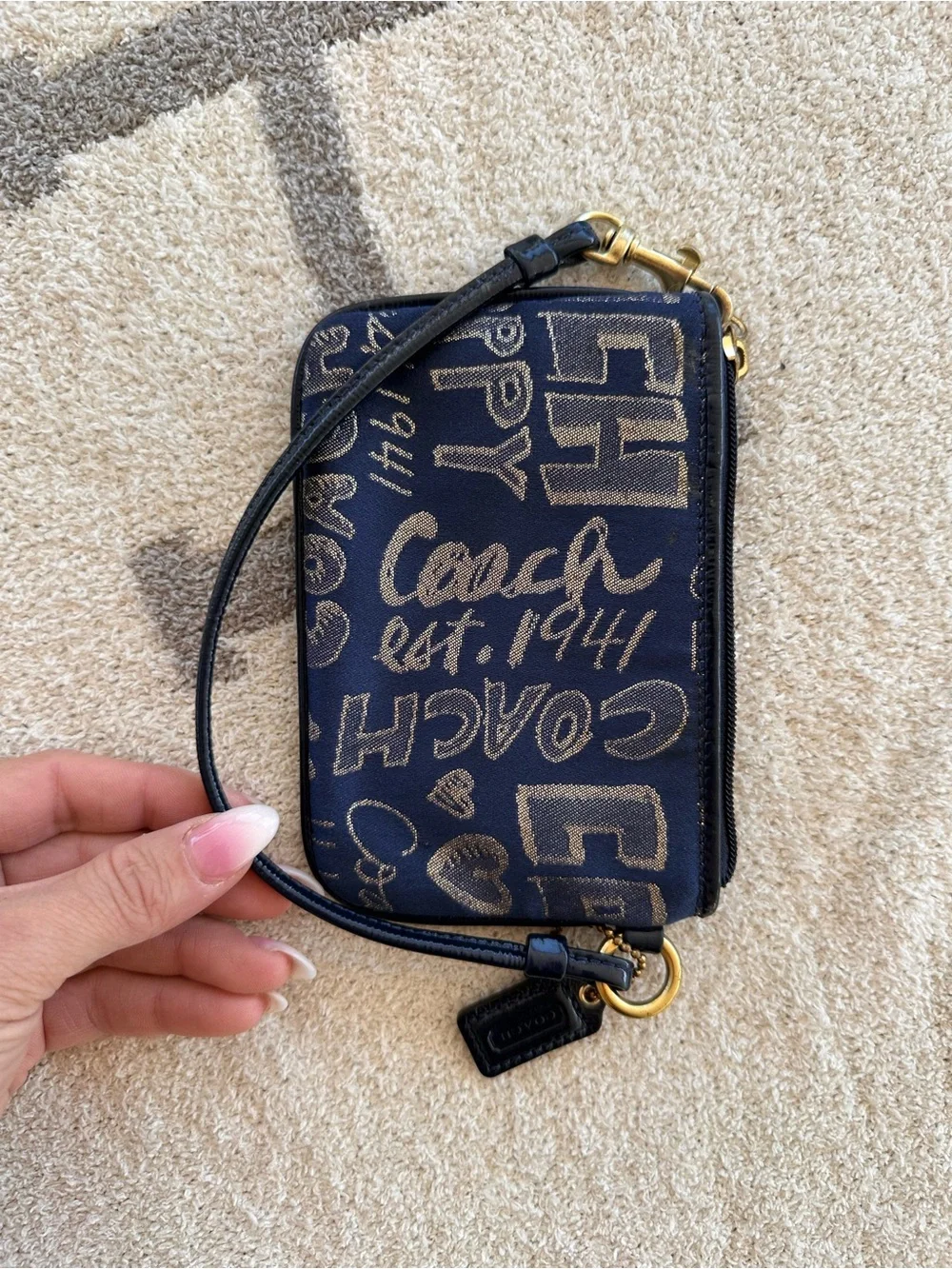 Navy Graffiti Wristlet poppy coach vintage y2k